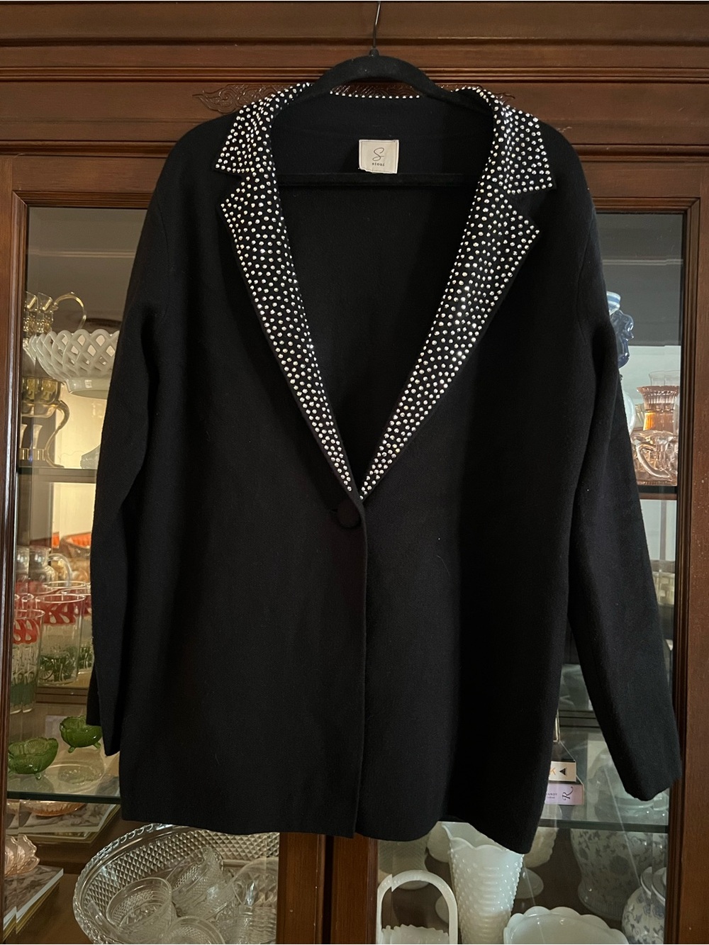 Sioni Studded collar black cardigan blazer size L
